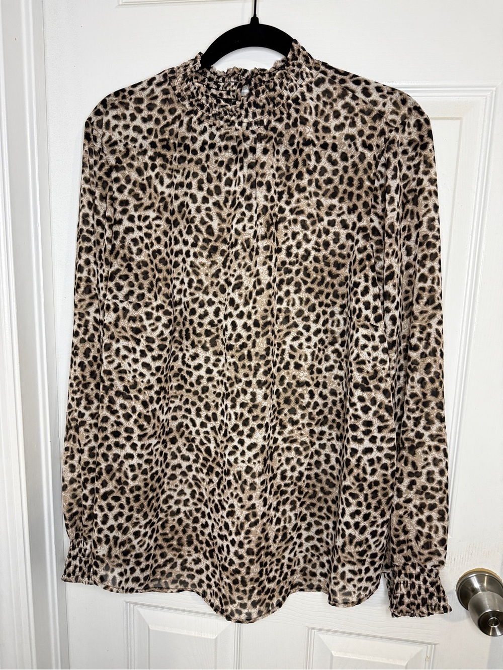 torrid Leopard Print Long Sleeve Blouse in Tan and Black